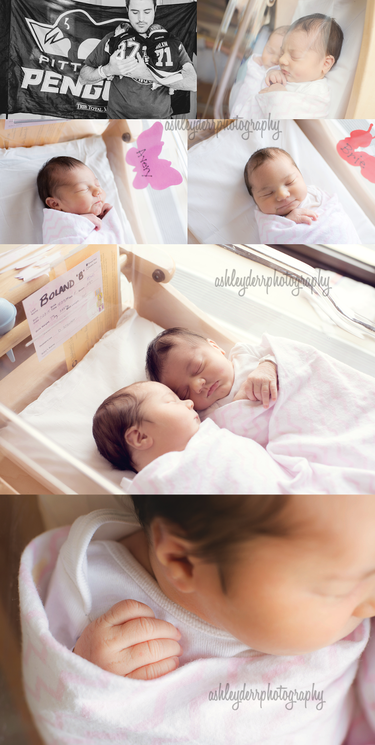 hospital newborn photographer pittsburgh twin girls
